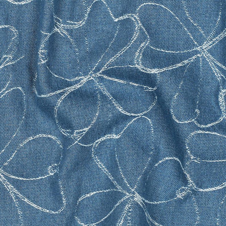 Jeans Jacquard Bloemen | Poppy Fabrics – jeansblauw,  image number 2