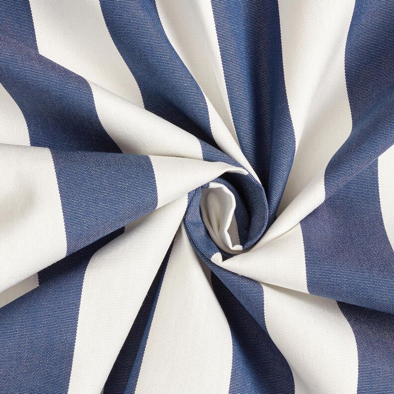 Outdoorstof Canvas Blokstrepen – indigo/ivoor,  image number 3