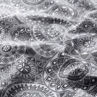Katoen cretonne Mandala-collage – grijs, 