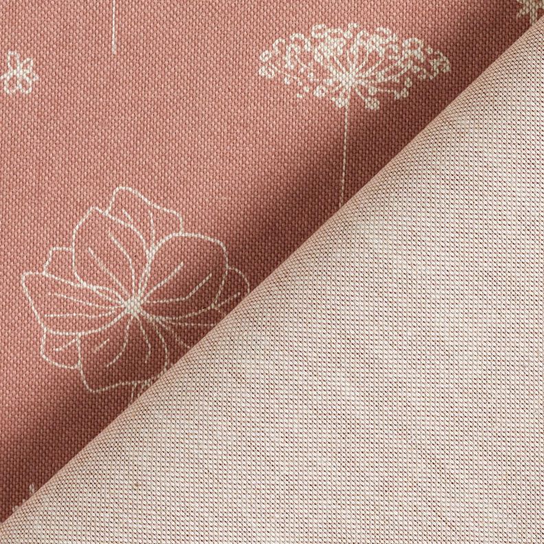 Decostof Half panama Delicate bloemen – oudroze, image number 4