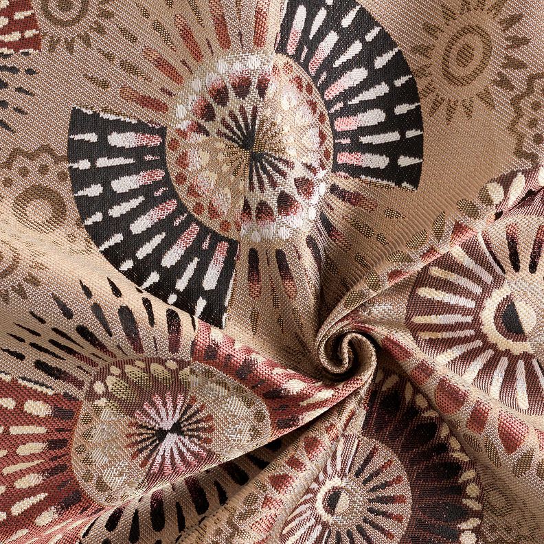 Decostof Jacquard elegante mandala – donkertaupe/roodbruin,  image number 3