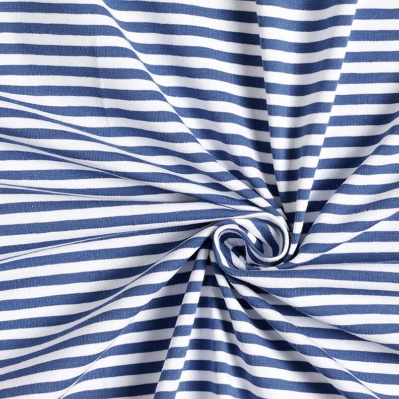 Katoenjersey smalle strepen – jeansblauw/wit,  image number 4