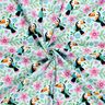 Katoenjersey Toekans in de bloemenjungle – babyblauw/oranje,  thumbnail number 3
