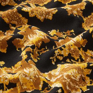 Interlockjersey Barokke bloemen – zwart/goud, 