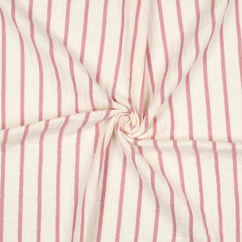 Mousseline/dubbel gehaakte stoffen garengeverfde strepen  | Poppy Fabrics – pastelviolet/ecru,  image number 3