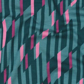 Romaniet jersey abstracte ruiten – petroleum/roze, 