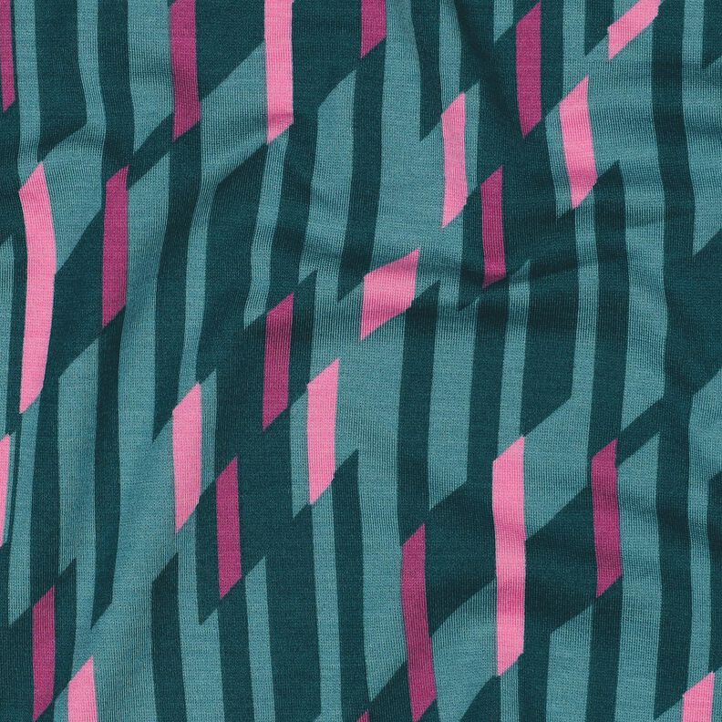 Romaniet jersey abstracte ruiten – petroleum/roze,  image number 2