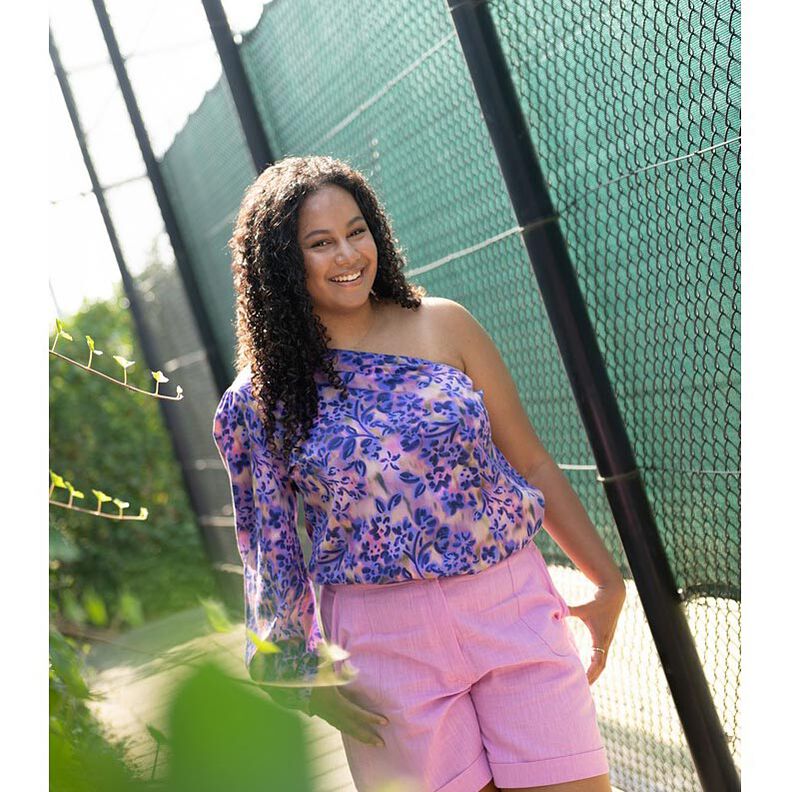 Katoensatijn Aquarel bloemen Digitaal printen | Poppy Fabrics &ndash; cashew/lila,  image number 5