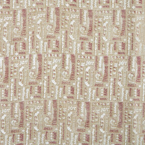 Decostof Kerstcollage jute-look – duingeel/wit, 