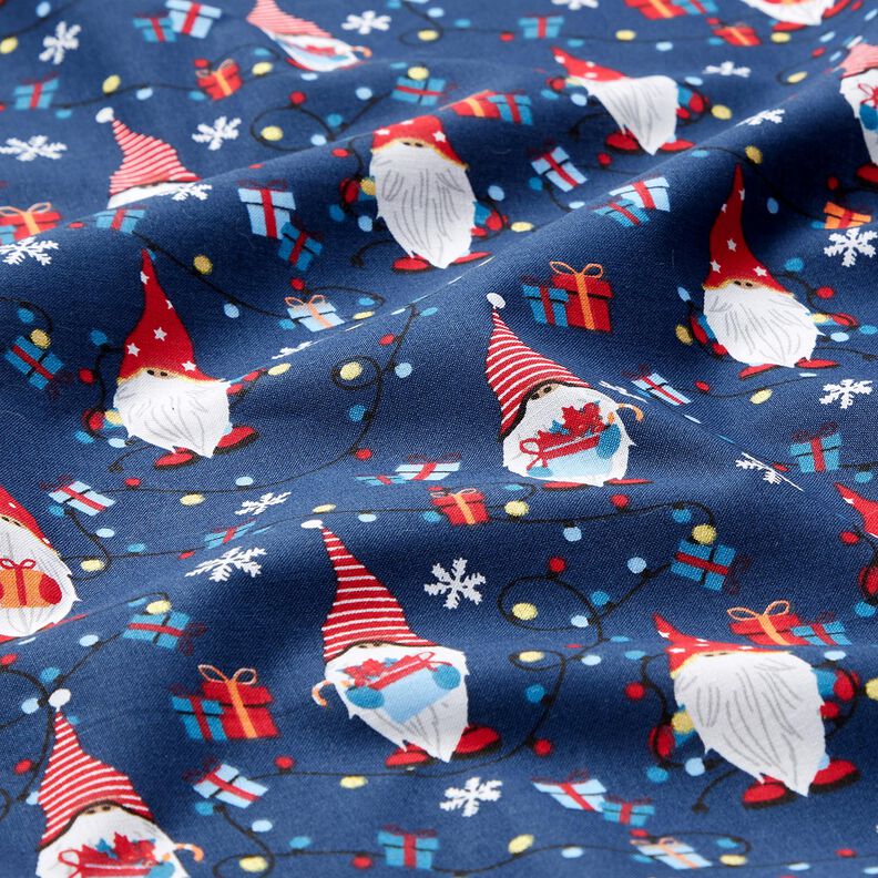 Katoenen stof Popeline Kerstkabouters – marineblauw/rood, image number 2