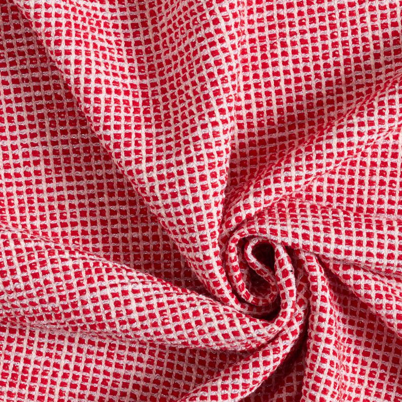 Bouclé katoenmix structuur – rood/wit,  image number 3