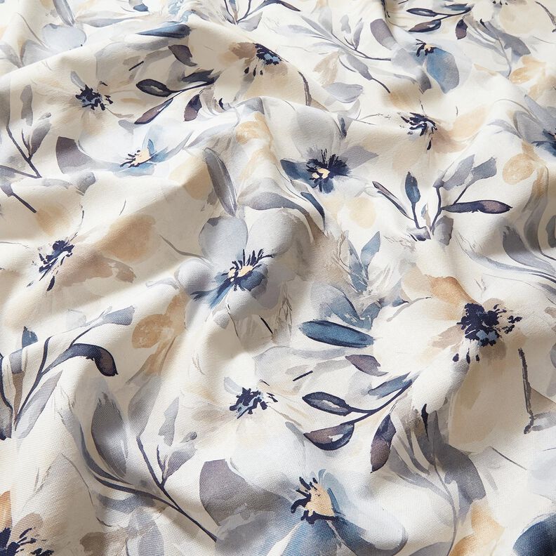 Decostof Half panama Grote bloesems – amandel/blauw, image number 2
