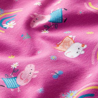 Katoenjersey Licentiestof Peppa Pig bloemen en regenbogen | ABC Ltd. – pink, 