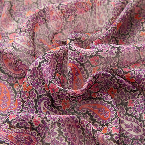 Crêpe chiffon Paisley – roodlila, 