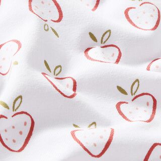 Katoenjersey Gestileerde aardbeien – wit/roze, 