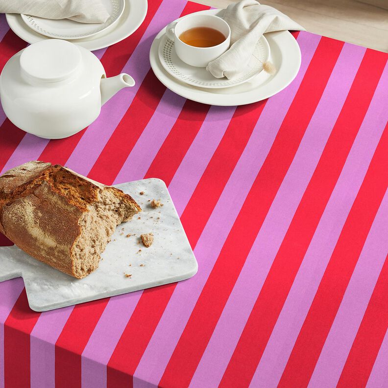 Decostof Canvas vrolijke strepen – pastelviolet/chili,  image number 7