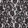 Kanten stof met golvende rand met bloesems aan beide zijden – zwart,  thumbnail number 1