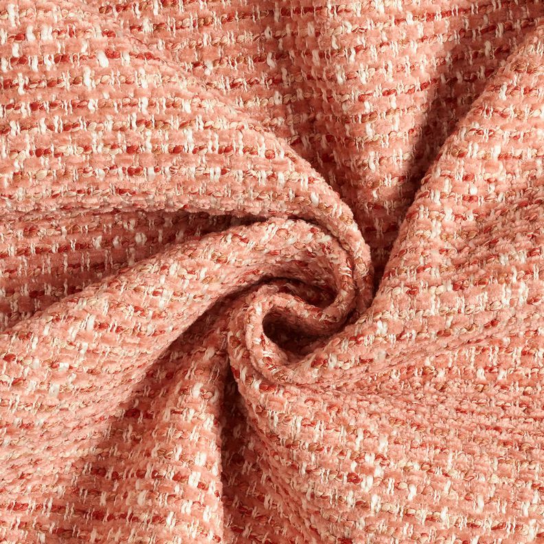 Bekledingsstof kleurrijke bouclé-look – oudroze/creme,  image number 1