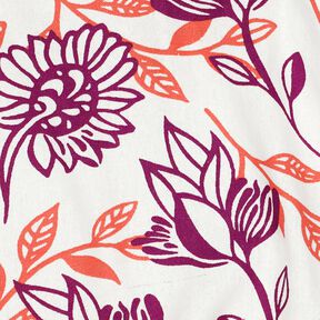 Viscose-linnen-mix Bloemen| Poppy Fabrics – ivoor/druif, 
