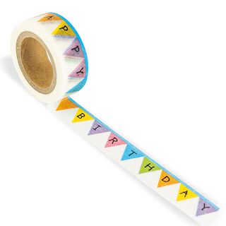 Washi-tape Happy Birthday [ 15 mm / 10 m ] – kleurenmix, 