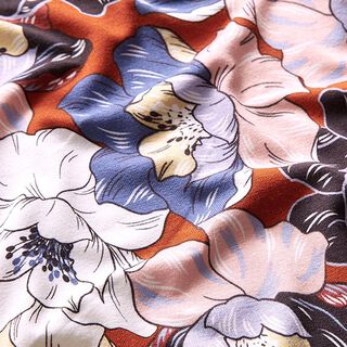 Viscosejersey grote bloesems – terracotta, 