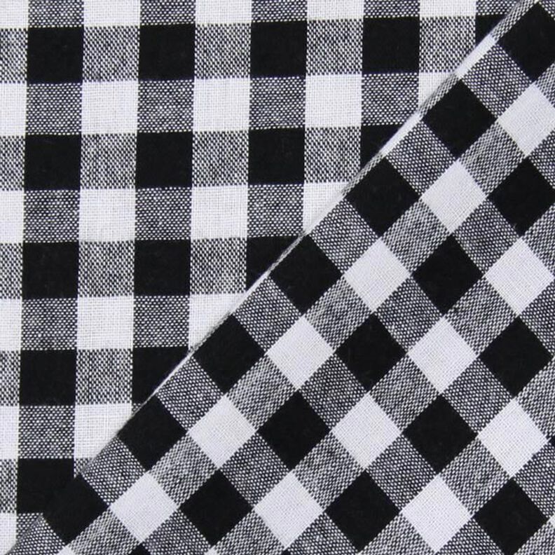 Katoenen stof Vichy ruit 1 cm – zwart/wit,  image number 3