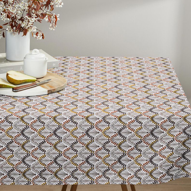 Katoenen stof Cretonne Vakken – taupe/ivoor, image number 8