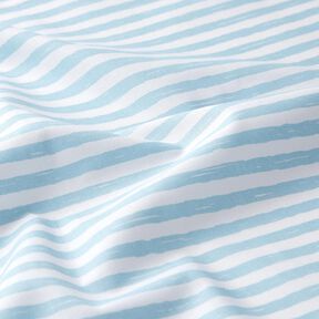 Katoenen stof Cretonne casual strepen – lichtblauw/wit, 