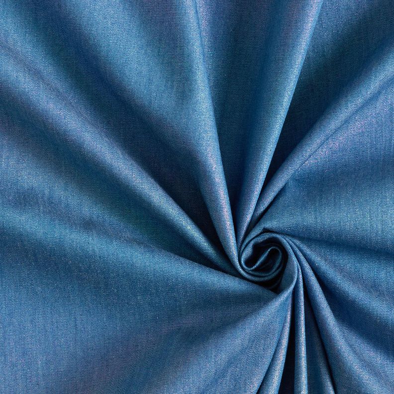Chambray Regenboogglans Foliedruk | Poppy Fabrics – jeansblauw/kleurenmix,  image number 3