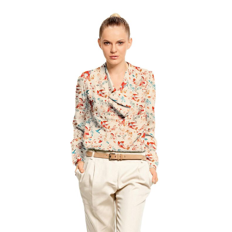 LENZING™ ECOVERO™ viscosestof Vogels en Feeën | Katia Fabrics – creme/vuurrood,  image number 6