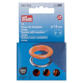 Oogjes met sluitringen [15 stuks | Ø 14 mm] | Prym – oranje/zilver metallic, 
