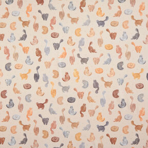 Decostof Half panama geschilderde katten – lichtbeige, 