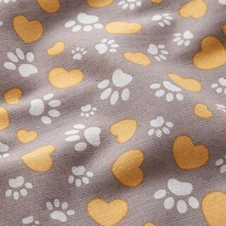 Decostof Canvas klauwen en harten – greige/currygeel, 