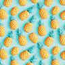 Katoenen stof Popeline ananas – aquablauw/geel,  thumbnail number 1