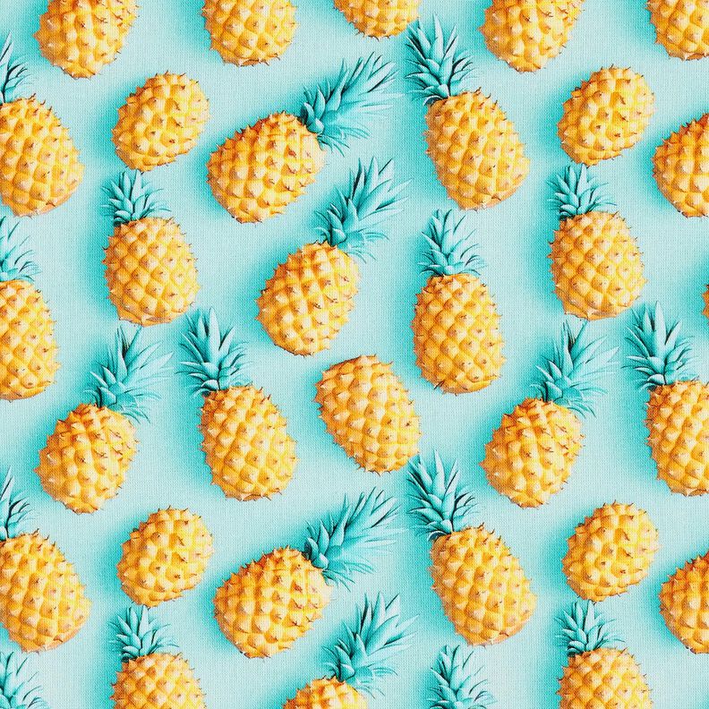 Katoenen stof Popeline ananas – aquablauw/geel, image number 1
