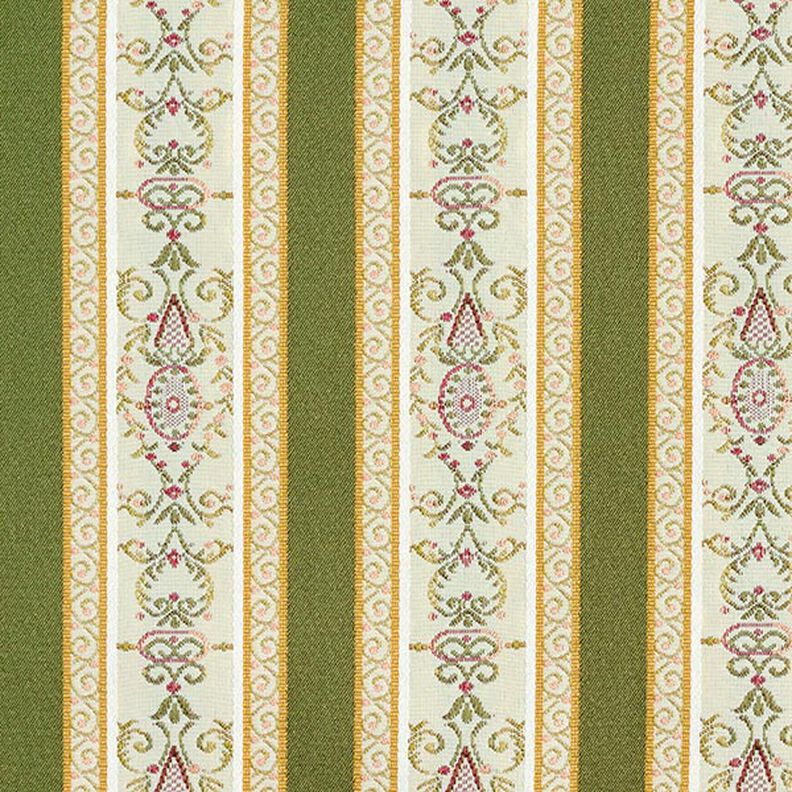 Meubelstof jacquard Biedermeier strepen – creme/olijf,  image number 1