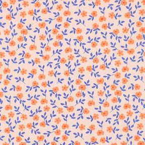 GOTS Katoenpopeline Losse bloemen | Poppy Fabrics – natuur/perzik sinaasappel, 