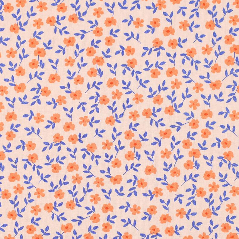 GOTS Katoenpopeline Losse bloemen | Poppy Fabrics – natuur/perzik sinaasappel, image number 1