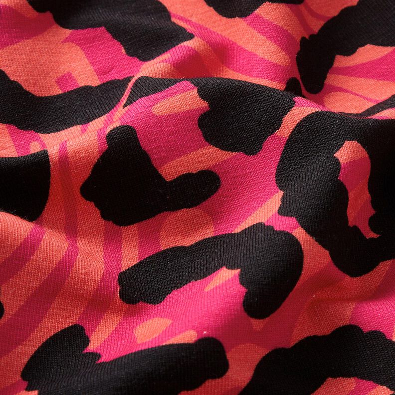 French Terry sommersweat Leeuw en bloemen – pink/oranje, image number 6