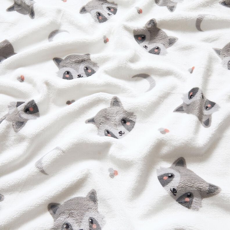 Gezellige fleece schattige wasberen – ivoor/donkergrijs, image number 2