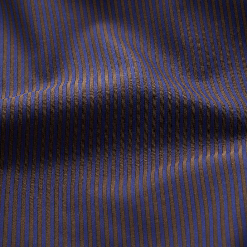 Overhemdenstof strepen – marineblauw/bruin,  image number 2