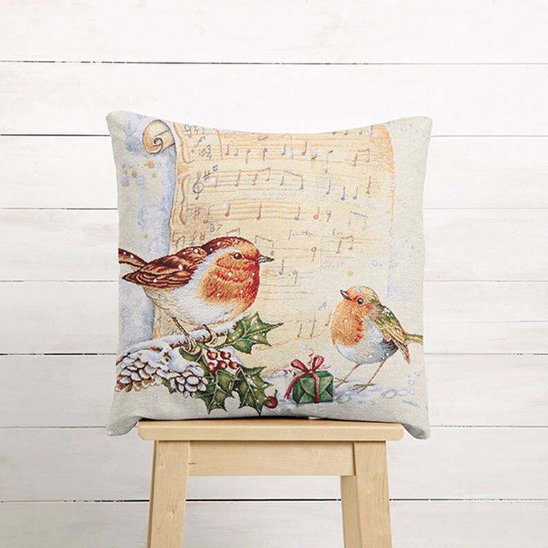Decoratief stuk Gobelin Roodborstje met bladmuziek – wit, image number 5