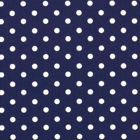 Katoenpopeline Grote stippen – marineblauw/wit, 