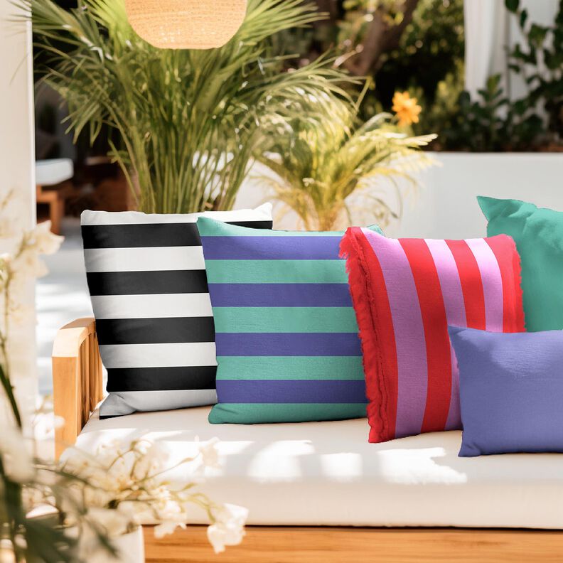 Decostof Canvas vrolijke strepen – zwart/wit,  image number 5