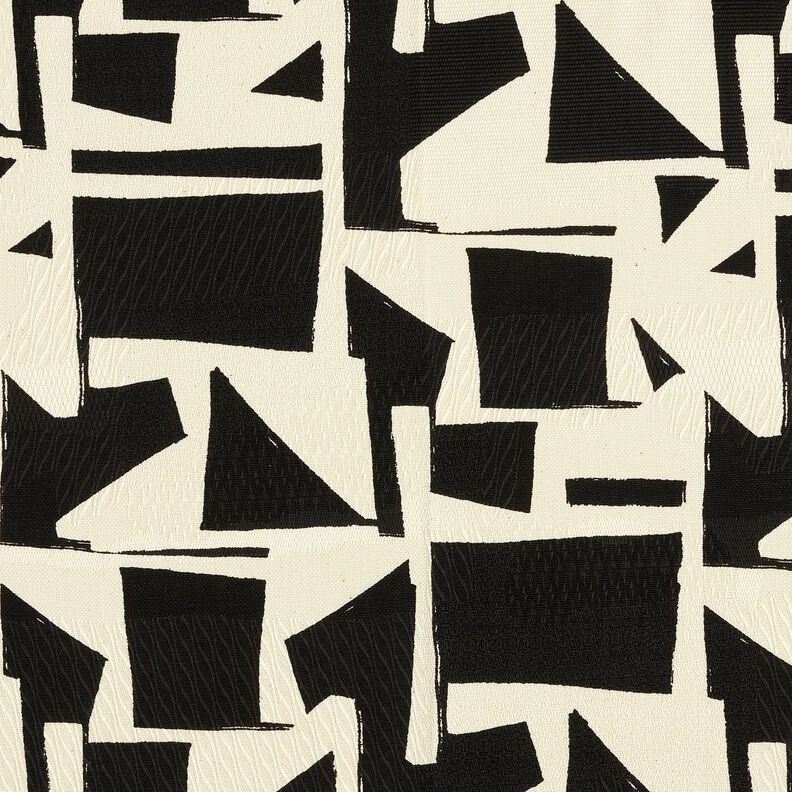 Decostof Jacquard abstracte structuur – zwart/ecru,  image number 1