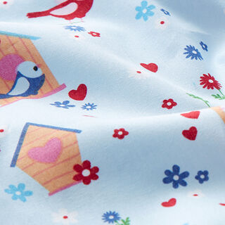 Katoenpopeline Vogelhuisje – babyblauw, 