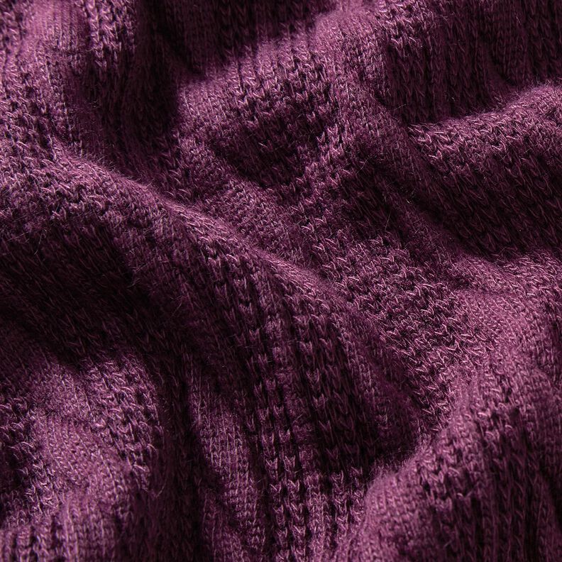 Tricot Cloqué Kabelsteekpatroon – merlot, image number 2