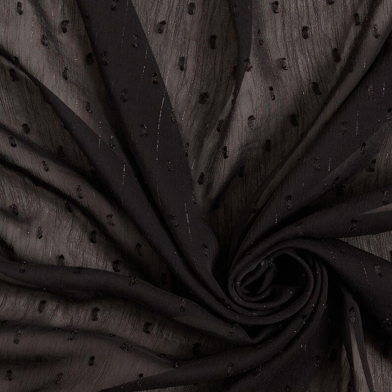 Chiffon dobby metallic krijtstreep – zwart/zilver metallic,  image number 3