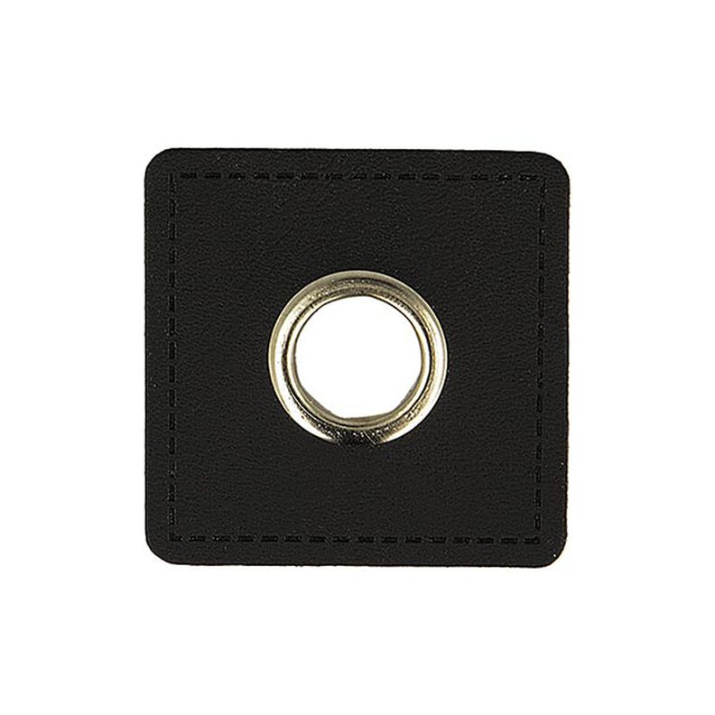 Applicatie imitatieleren patch met oogje [ 4 Stuk / Ø 10 mm ] – zwart,  image number 1