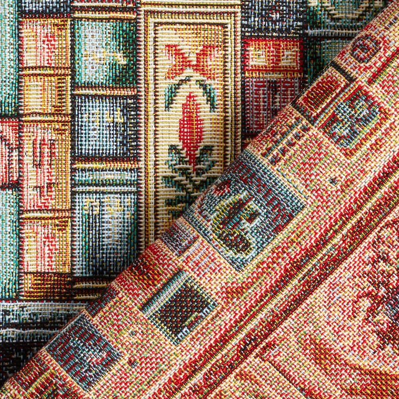 Decostof Gobelin Kleurrijke boekenplank &ndash; blauwe spar/karmijnrood,  image number 4